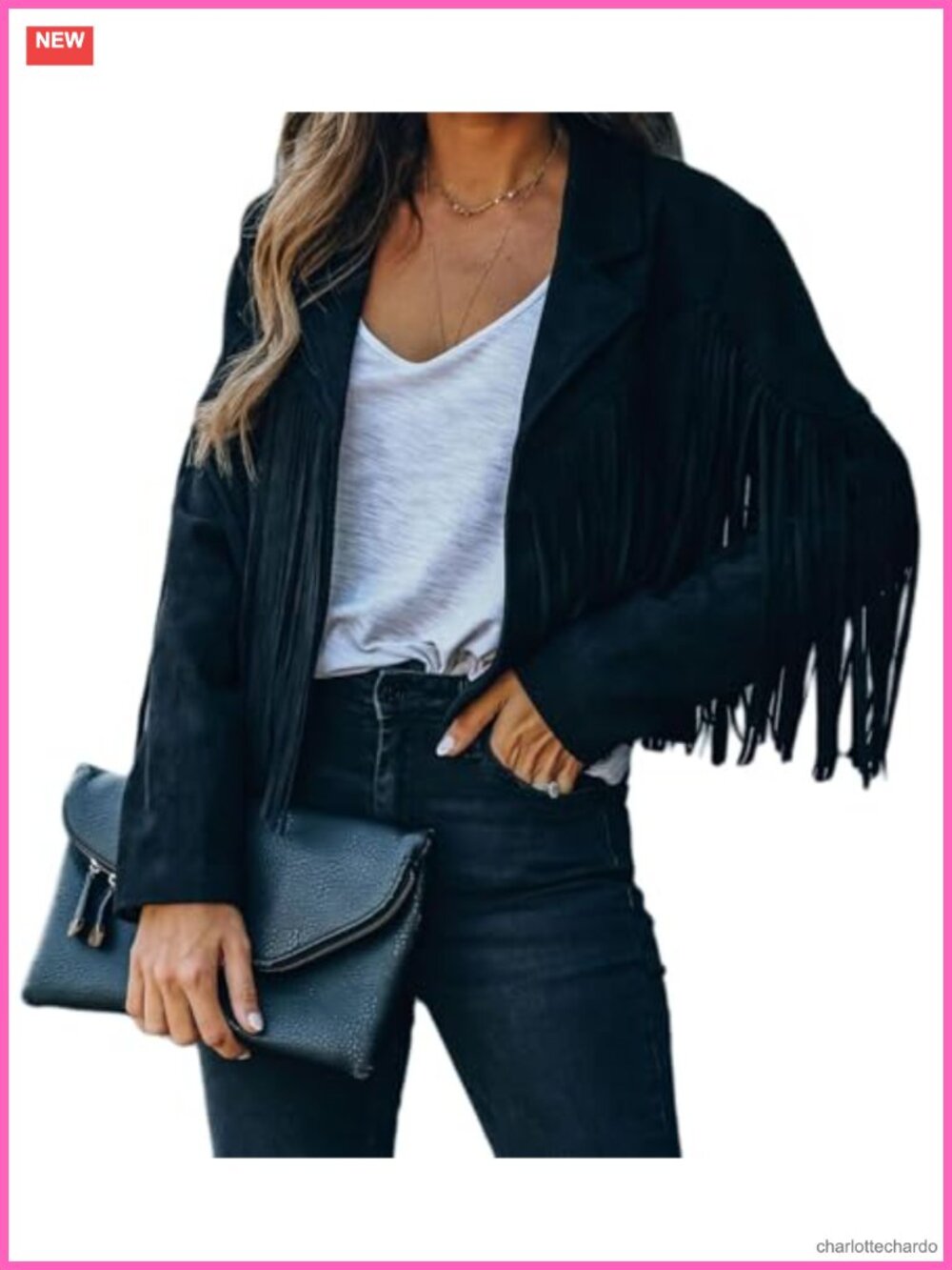 Faux Suede Leather Women's Cropped Fringe Western Jacket Tassel Motorcycle